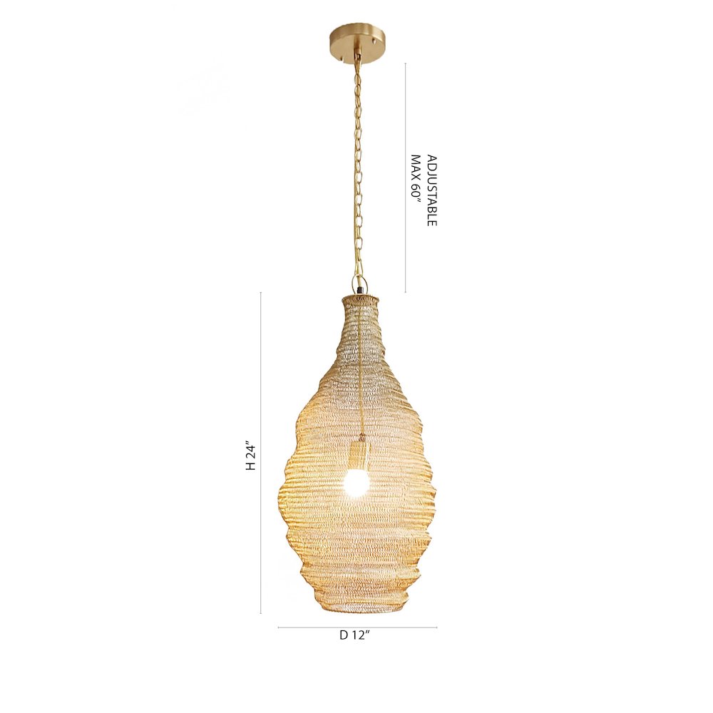 1-Light Gold Pendant With A Chain Basket Shade