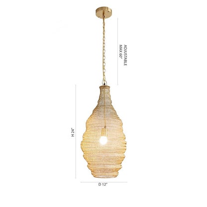 1-Light Gold Pendant With A Chain Basket Shade