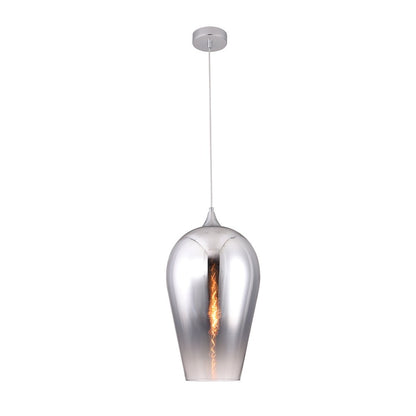 1-Light Chrome Pendant With A Reflective Chrome Faded Glass Shade