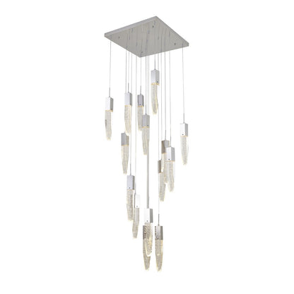 15-Light Chrome Chandelier With A Clear iceberg bubble Crystal