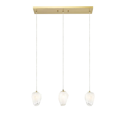 3-Light Gold Chandelier With White Glass Shades