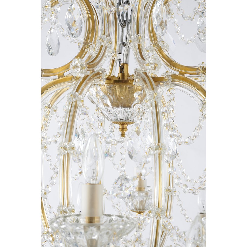 60-Light Satin Brass Chandelier With Clear Hanging Crystals