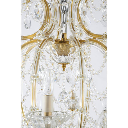 60-Light Satin Brass Chandelier With Clear Hanging Crystals