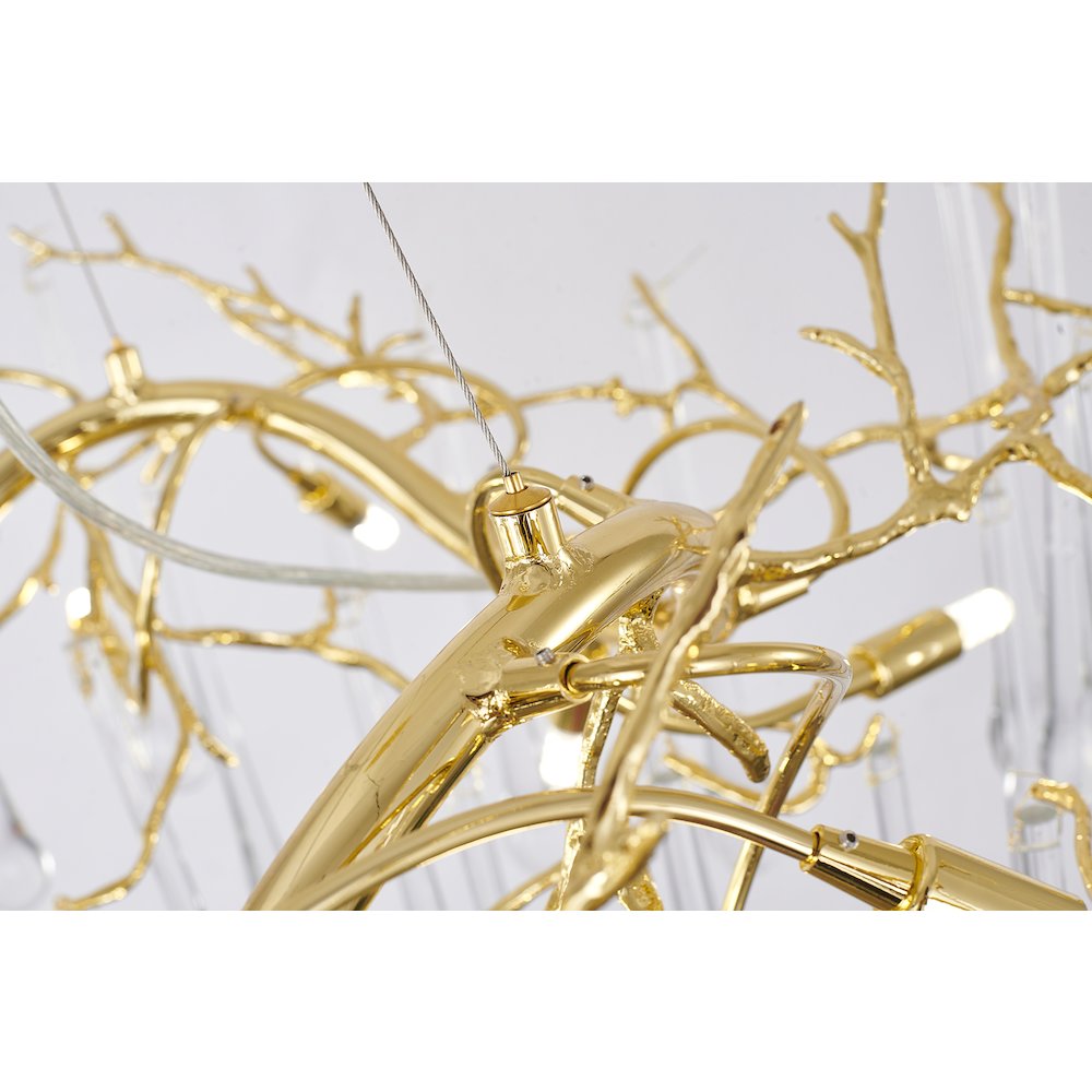 12-Light Gold Solid Brass Chandelier With Clear Glass Drops