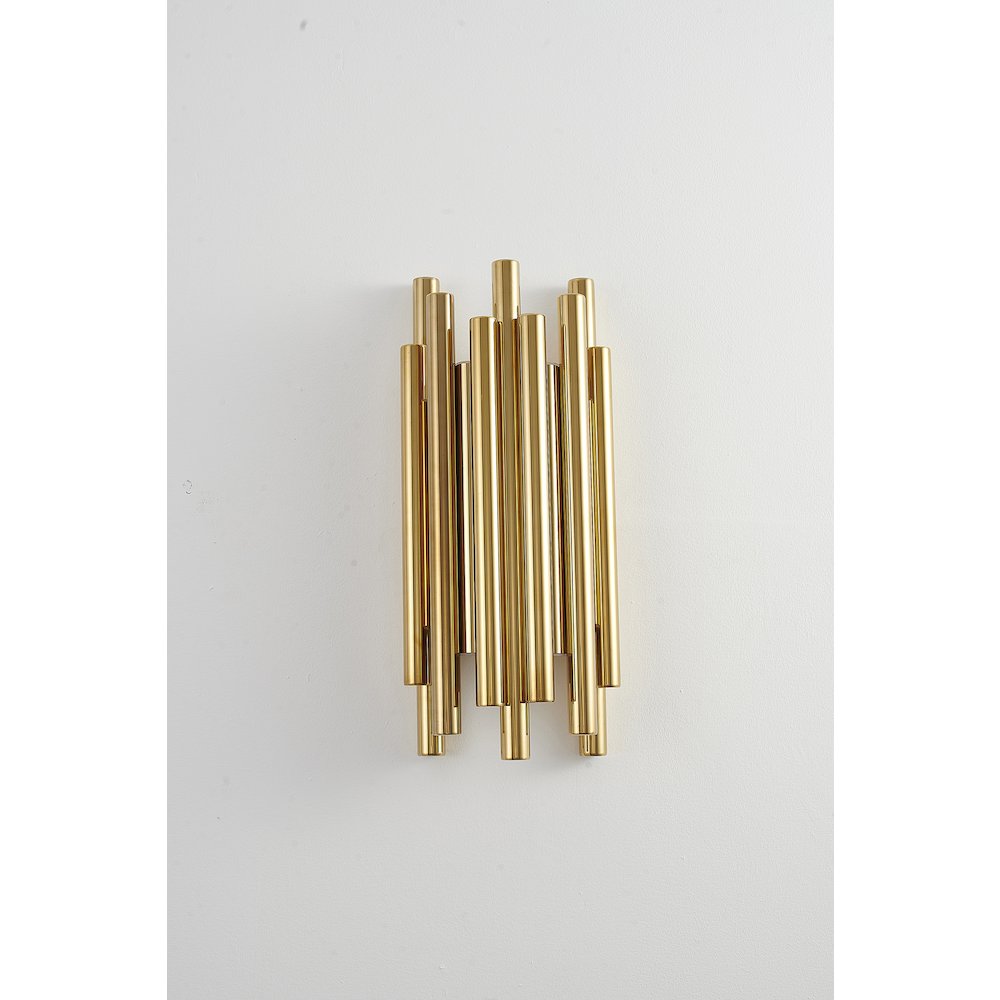 8-Light Gold Stainless Steel LED Rod Wall Sconce