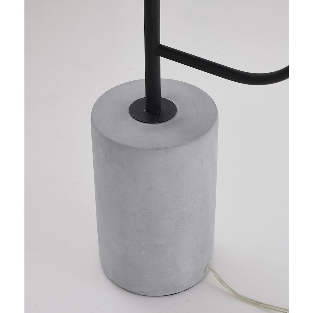 1-Light Matte Black Floor Lamp With A White Marble Base