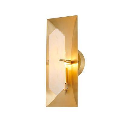 1-Light Gold Wall Sconce With A White Alabaster Stone Center