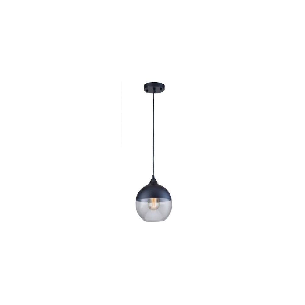 1-Light Matte Black Single Pendant With A Clear Glass Shade