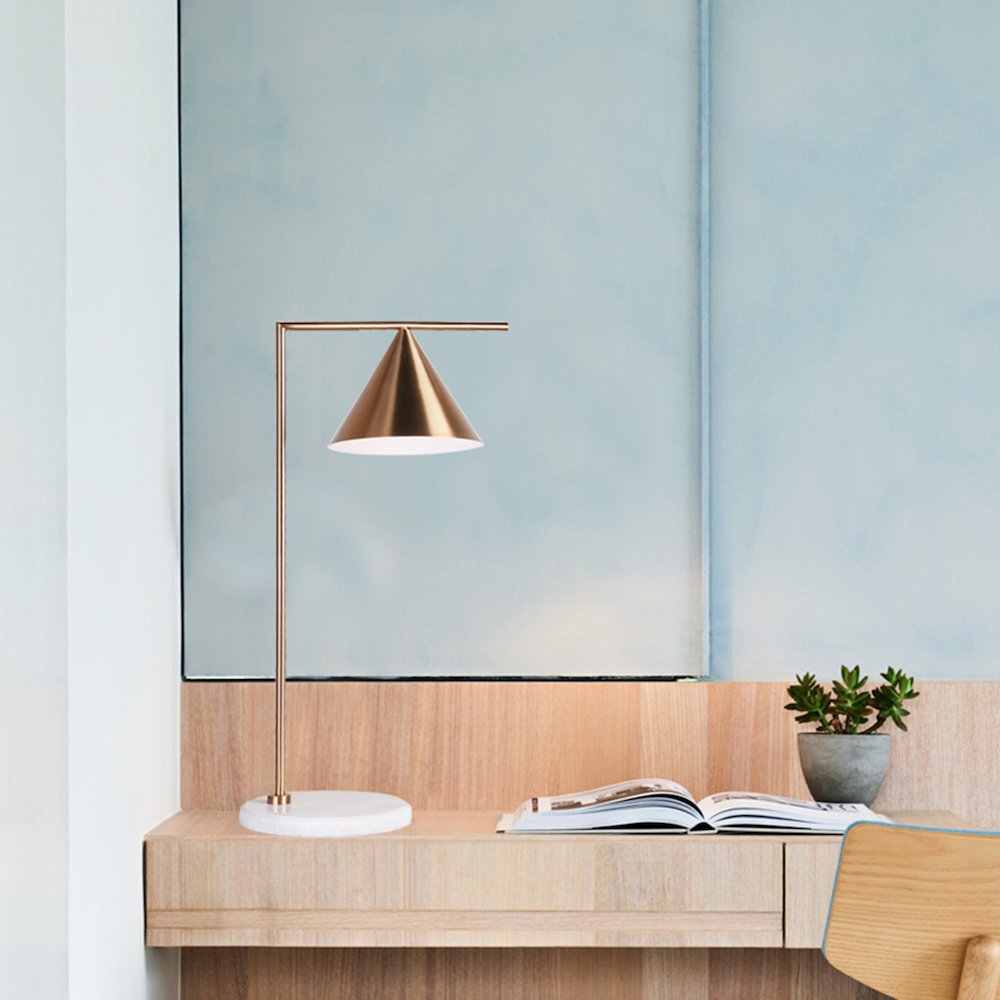 1-Light Gold Table Lamp With A Marble Base And A Metal Shade