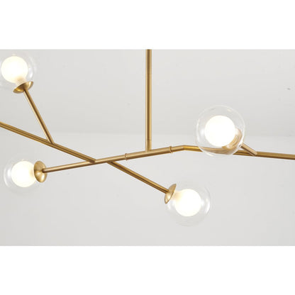 7-Light Brass Chandelier With Clear And White Glass Shades