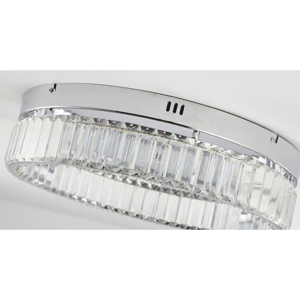 1-Light Chrome Dimmable LED Flush Mount With Clear Crystals