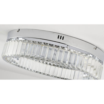 1-Light Chrome Dimmable LED Flush Mount With Clear Crystals