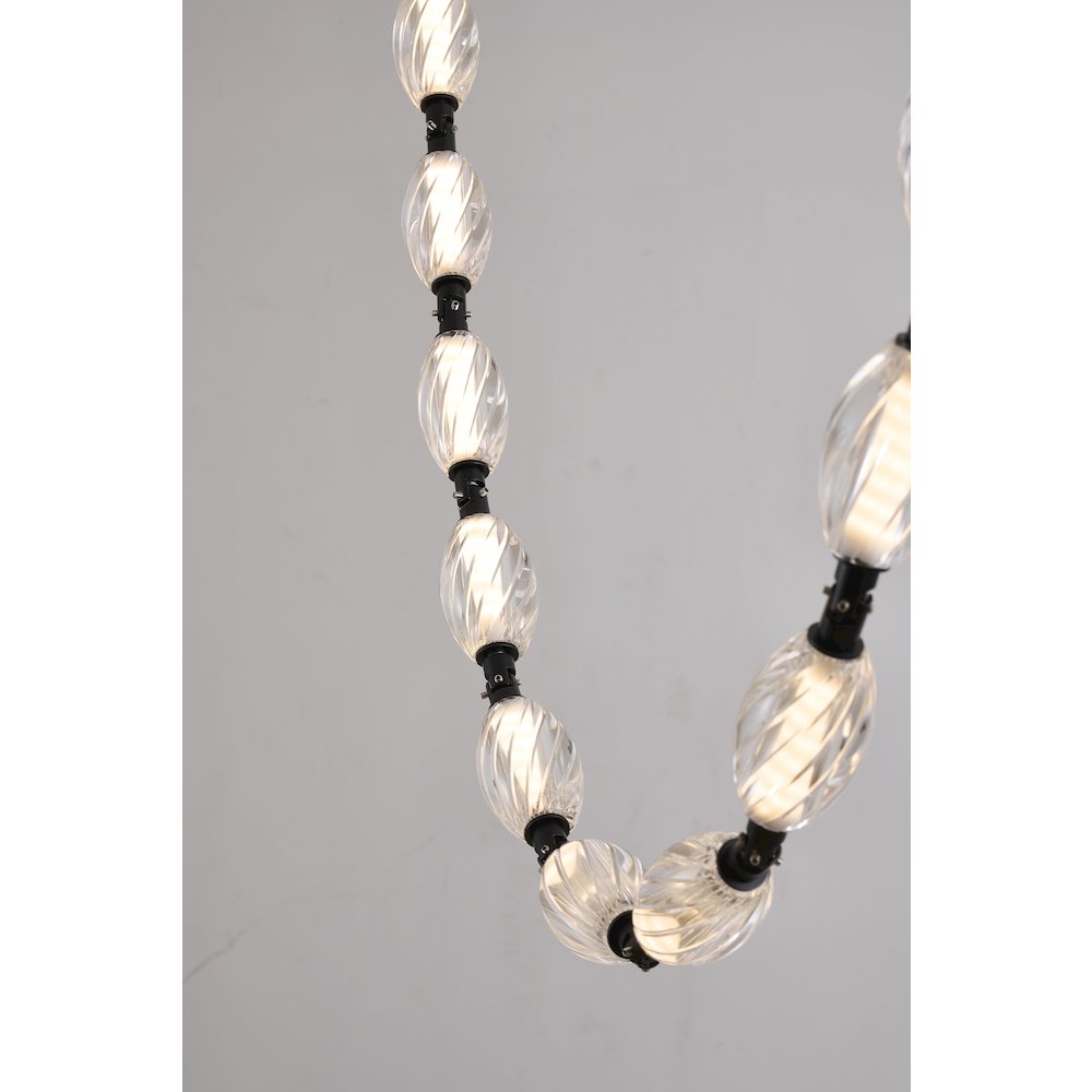 22-Light Black LED Chandelier With Clear Crystal Shades