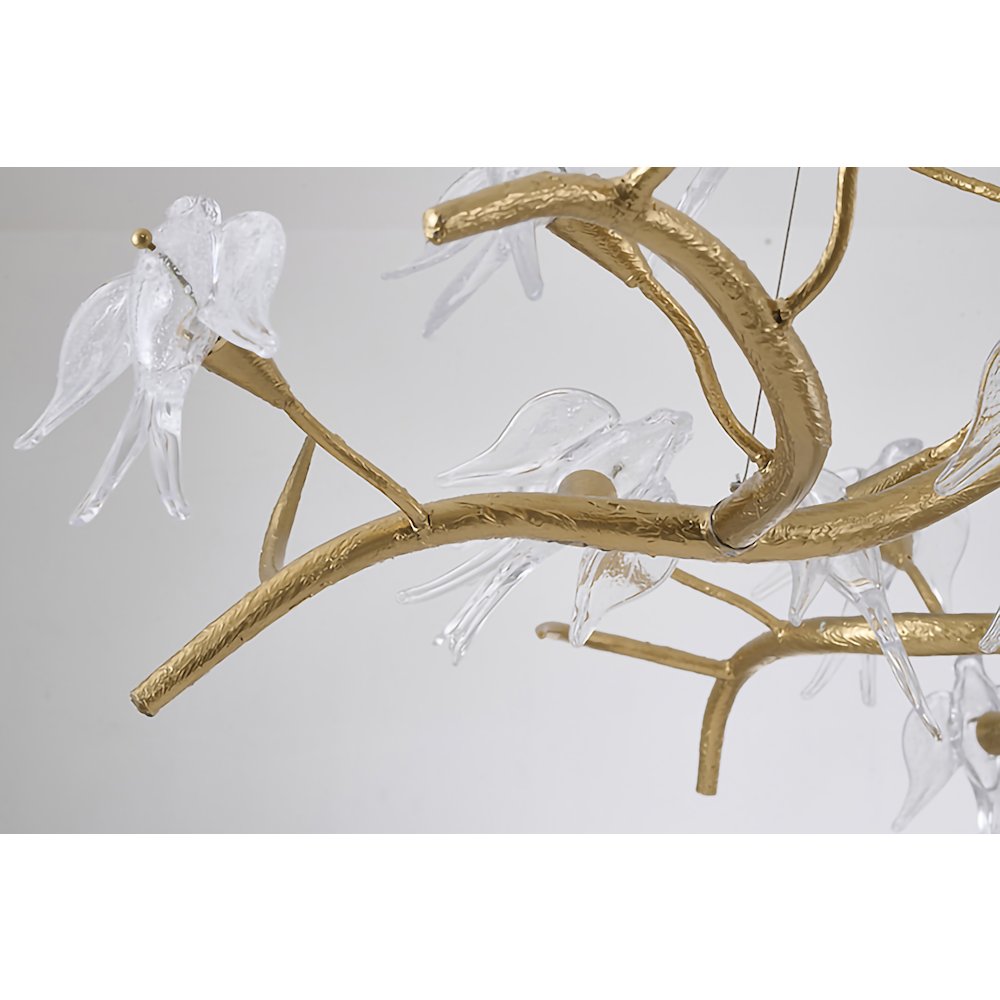 18-Light Gold Aluminum Chandelier With Clear Glass