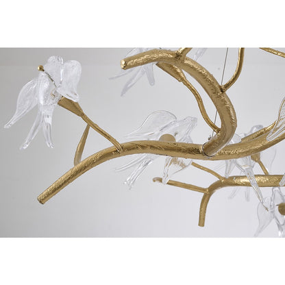 18-Light Gold Aluminum Chandelier With Clear Glass