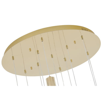 11-Light Brushed Gold Chandelier With Clear Crystal Stones