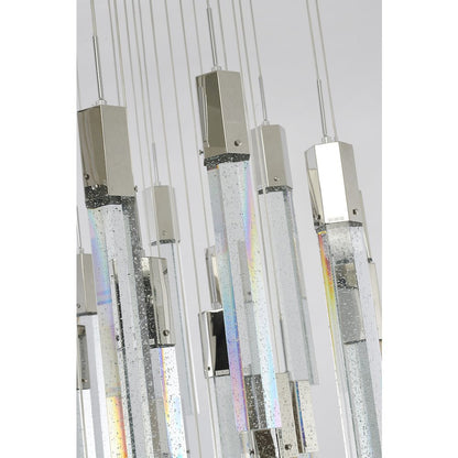 41-Light Chrome Chandelier With Clear Bubble Crystals
