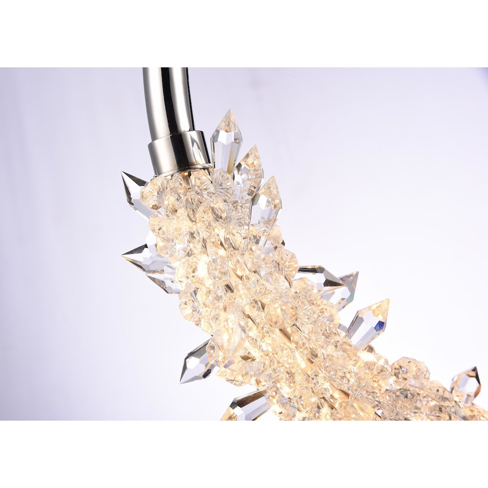 1-Light Chrome LED Pendant With Clear Crystal Beading