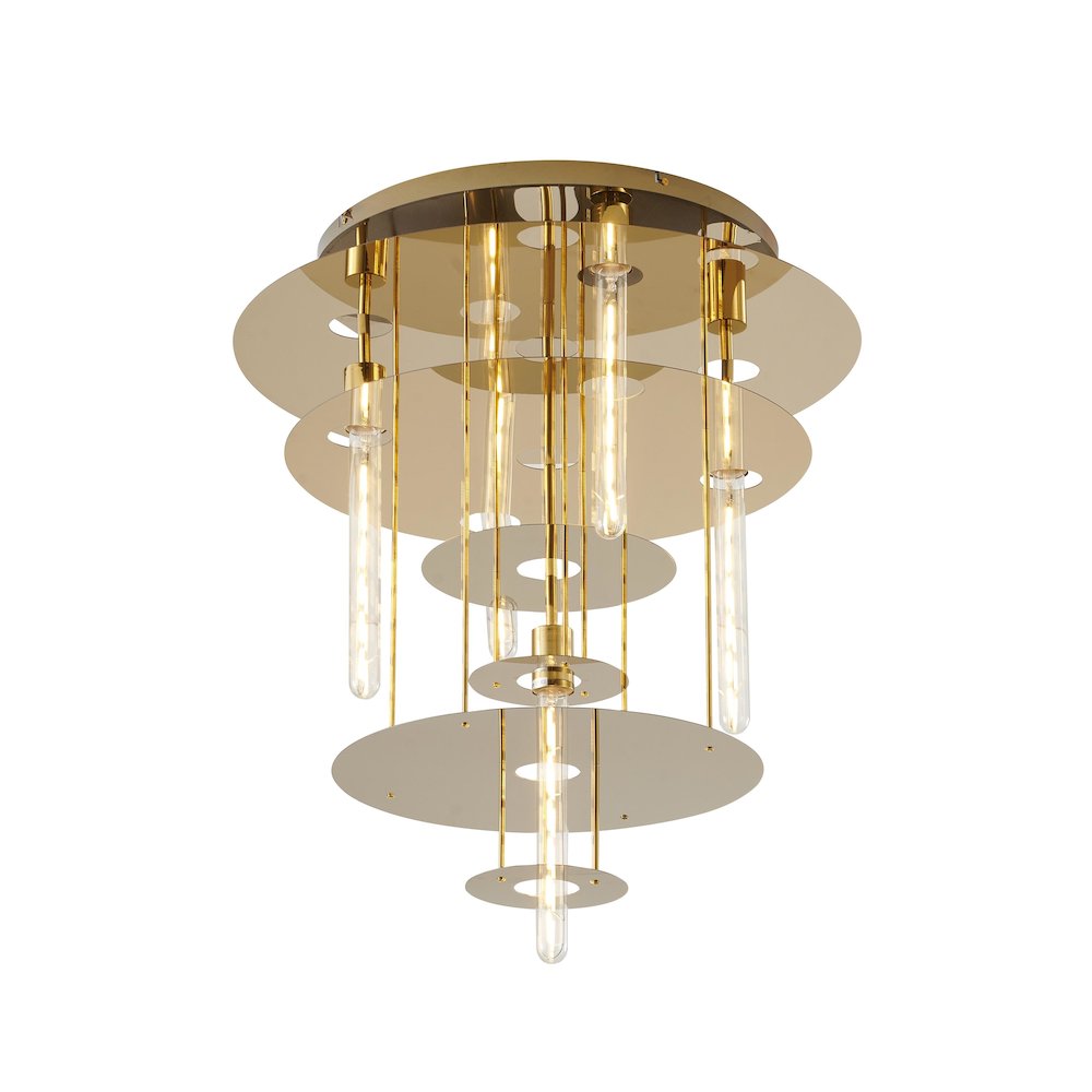 5-Light Gold Flush Mount With 4 Tier Halo