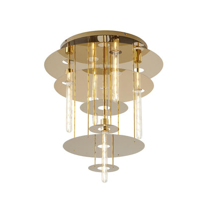 5-Light Gold Flush Mount With 4 Tier Halo