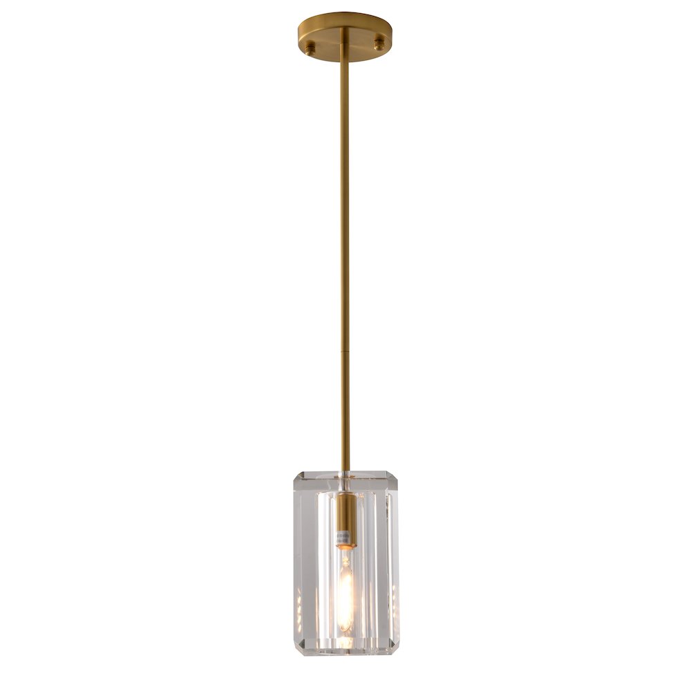 1-Light Copper Single Pendant With A Clear Crystal Shade