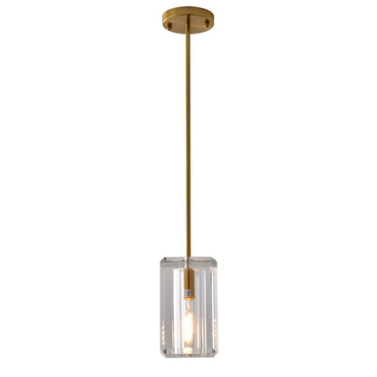1-Light Copper Single Pendant With A Clear Crystal Shade