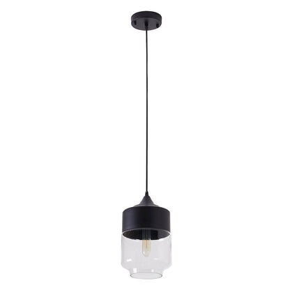 1-Light Matte Black Single Pendant With A Clear Glass Shade