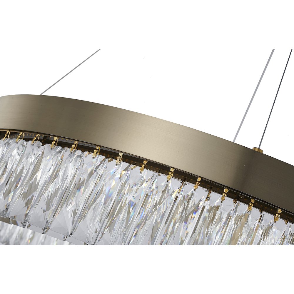 1-Light Gold LED Chandelier With Clear Crystal Accents