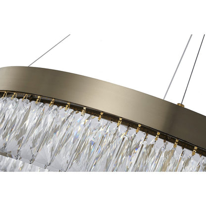 1-Light Gold LED Chandelier With Clear Crystal Accents