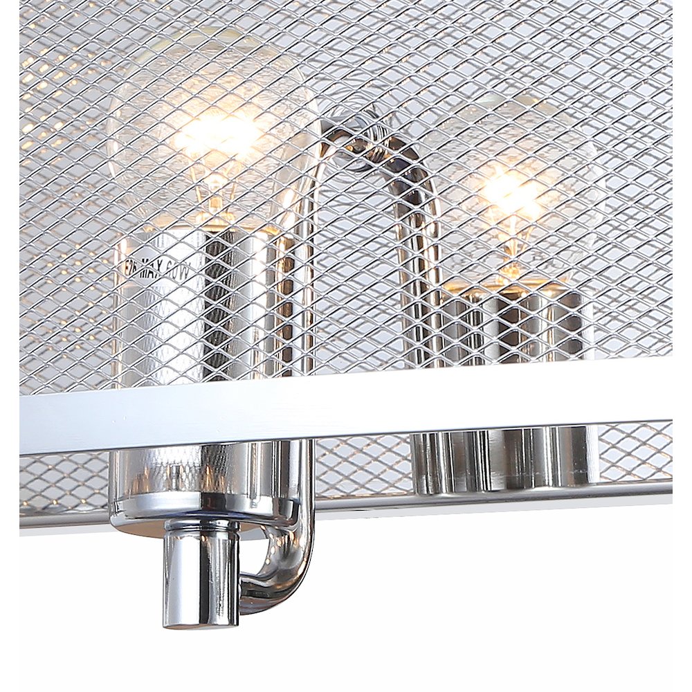 3-Light Chrome Wall Sconce With A Metal Mesh Shade