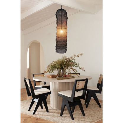 1-Light Satin Black Pendant With A Chain Basket Shade