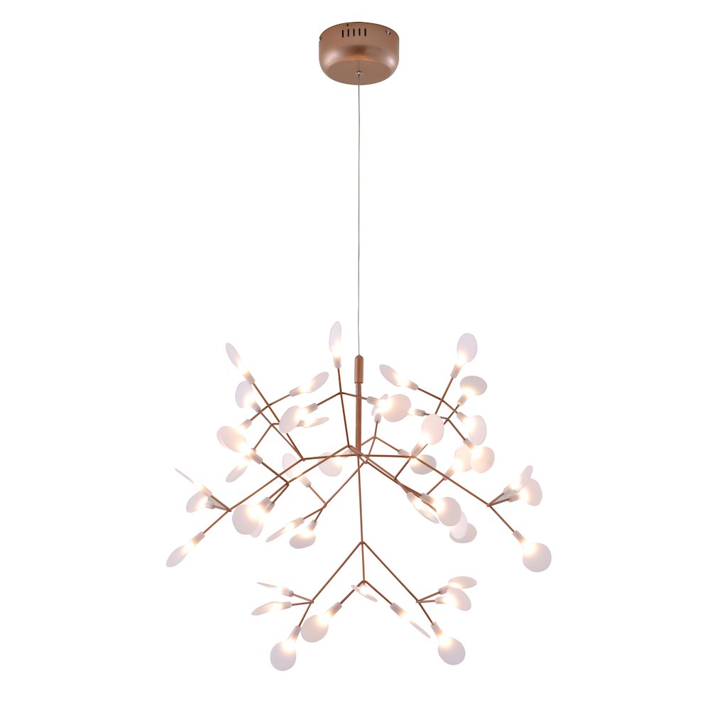45-Light Matte Copper Chandelier With White Acrylic Shades