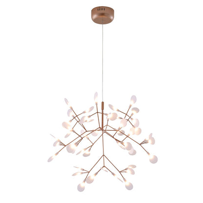 45-Light Matte Copper Chandelier With White Acrylic Shades