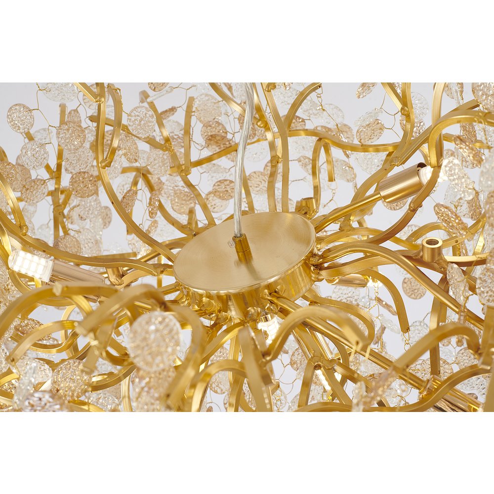16-Light Gold Aluminum Chandelier With Clear Glass Petals