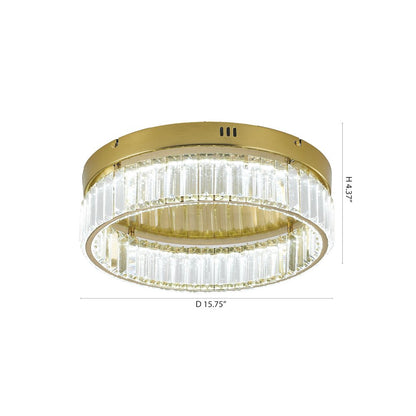 1-Light Brass Dimmable LED Flush Mount With Clear Crystals