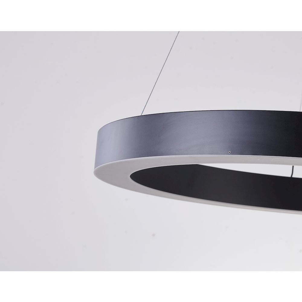 1-Light Matte Black LED Halo Ring Chandelier