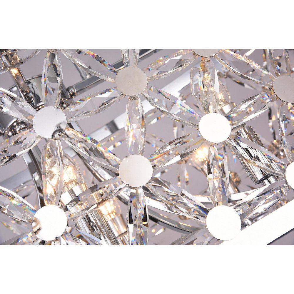 8-Light Chrome OVAL Chandelier With Clear Crystal Star Detailing