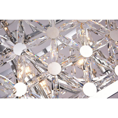 8-Light Chrome OVAL Chandelier With Clear Crystal Star Detailing