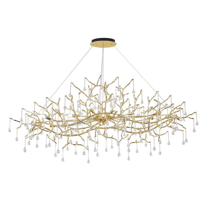 14-Light Gold Solid Brass Aluminum Chandelier With Clear Glass Drops