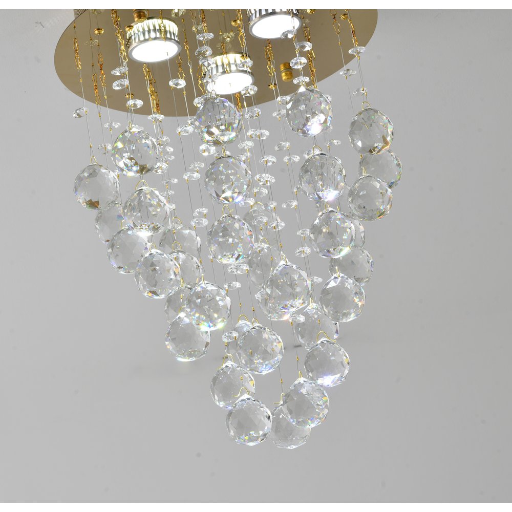 3-Light Gold Flush Mount With Clear Crystals