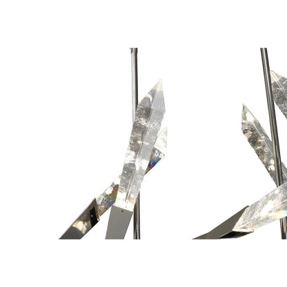 12-Light Dimmable Shiny Nickel LED Chandelier With Clear Snowflake Crystals