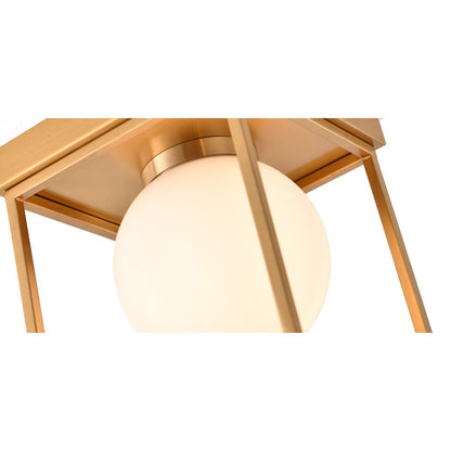 1-Light Brass Flush Mount With A White Glass Shade
