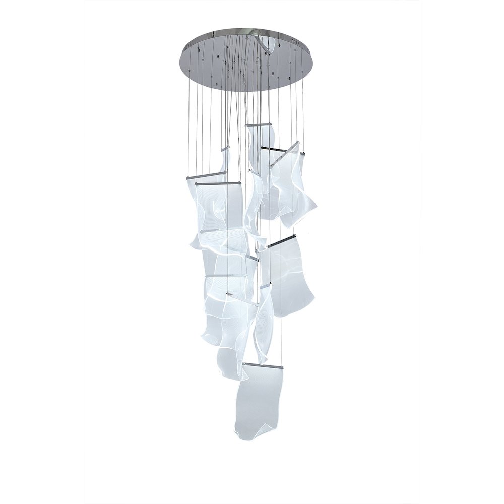 8-Light Chrome Chandelier With Acrylic Crumbled Sheet Pendants