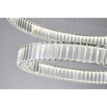 2-Light Chrome Steel LED Chandelier With Crystals
