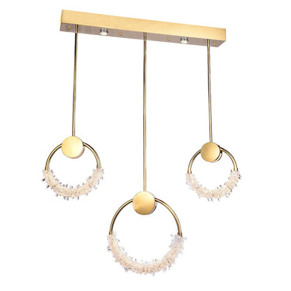 5-Light Gold LED Pendant With Clear Crystal Beading