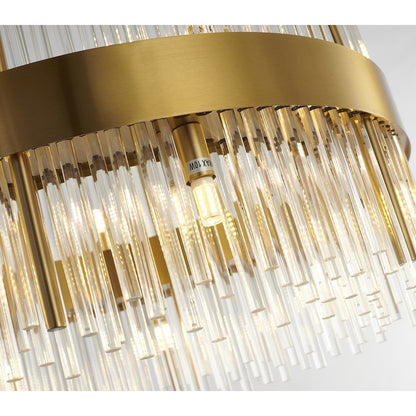 14-Light Gold Chandelier With Clear Glass Rods
