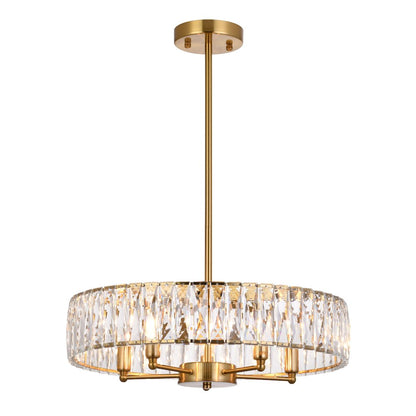 5-Light Gold Chandelier With Clear Crystals