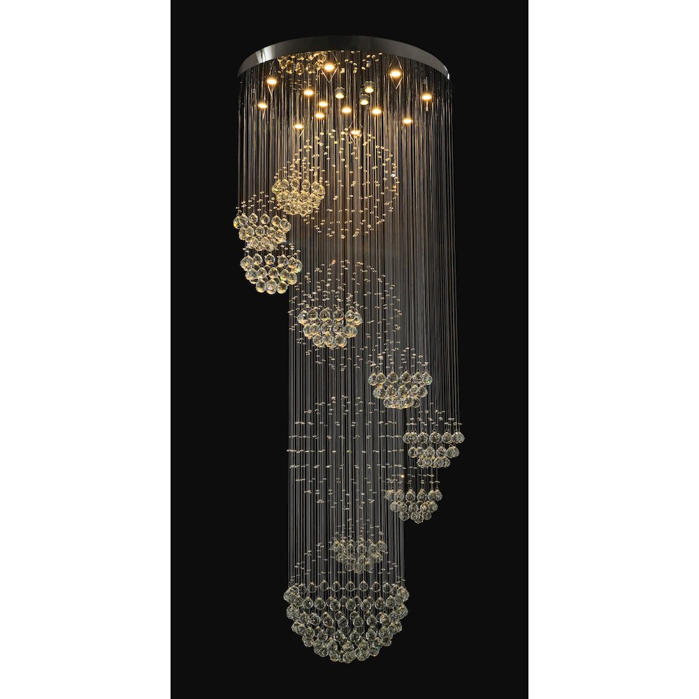 16-Light Chrome Chandelier With Clear Hanging Crystals And Beads