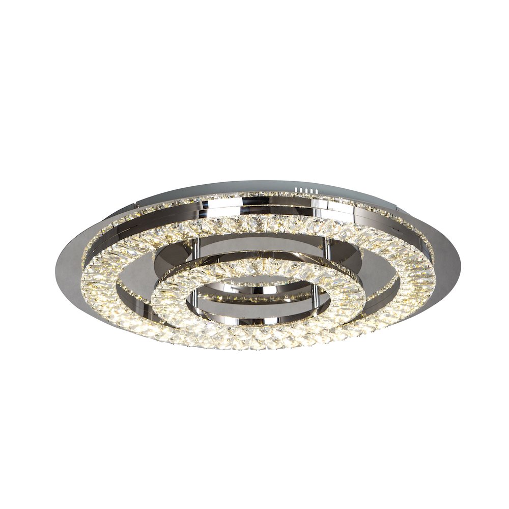 2-Light Chrome LED Chandelier With Clear Crystals