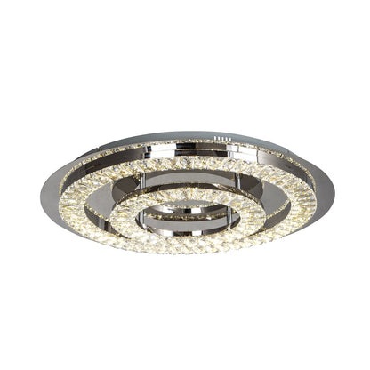 2-Light Chrome LED Chandelier With Clear Crystals